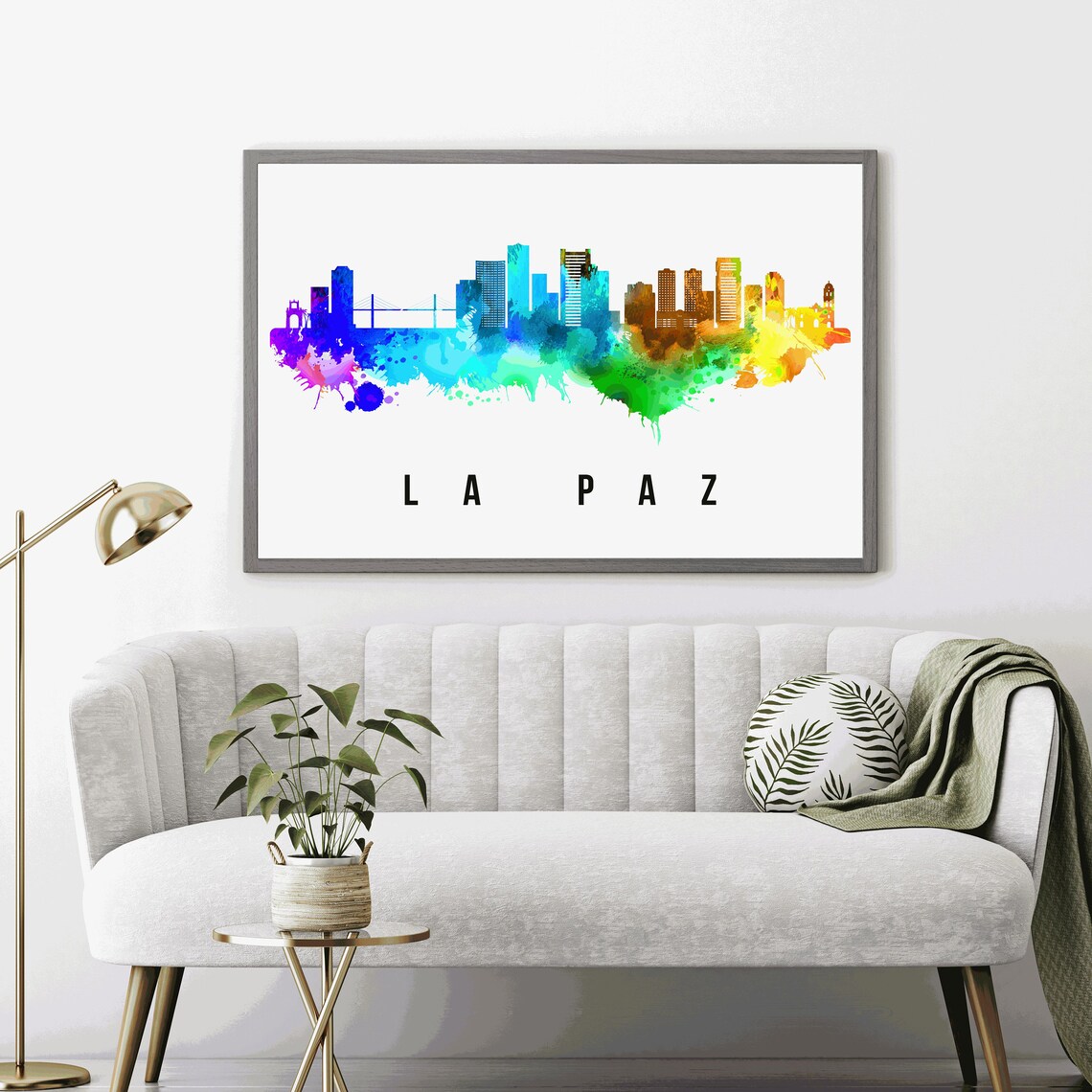 La Paz Bolivia Rainbow Watercolor Skyline Silhouette Cityscape Poster - Image 4