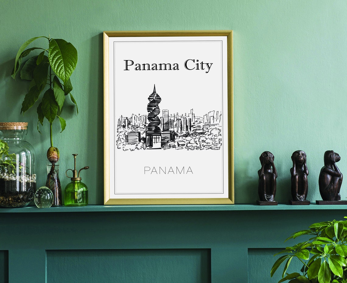 Hand Drawn Poster Panama City Travel Poster United States Florida Panama City Poster Wall Art Cityscape And Landmark Map City Map Poster - Image 3