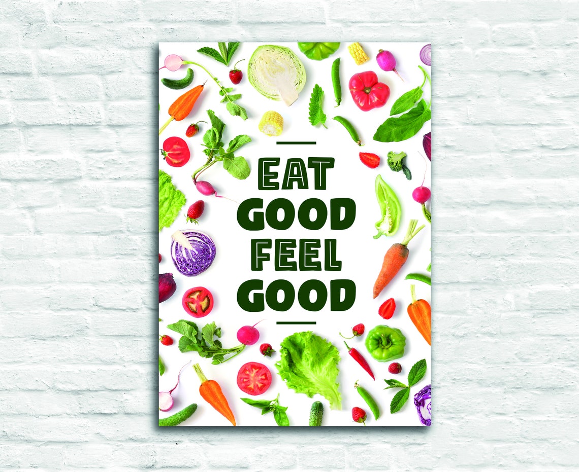 Eat Good Feel Good Healthy Kitchen Vegetable Quote Art Print - Image 3