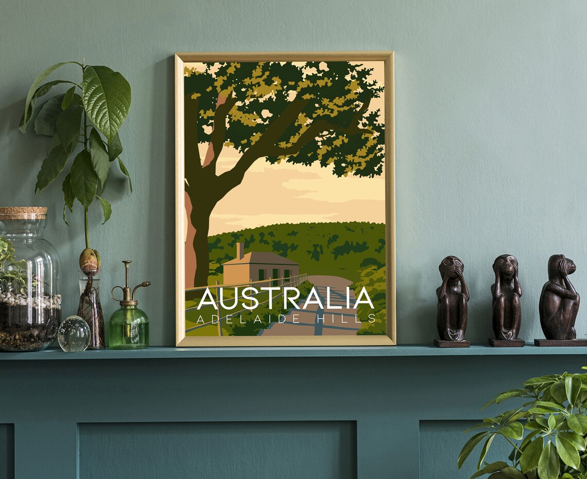 Australia Adelaide Hills Countryside Cottage Gum Tree Travel Poster - Image 3