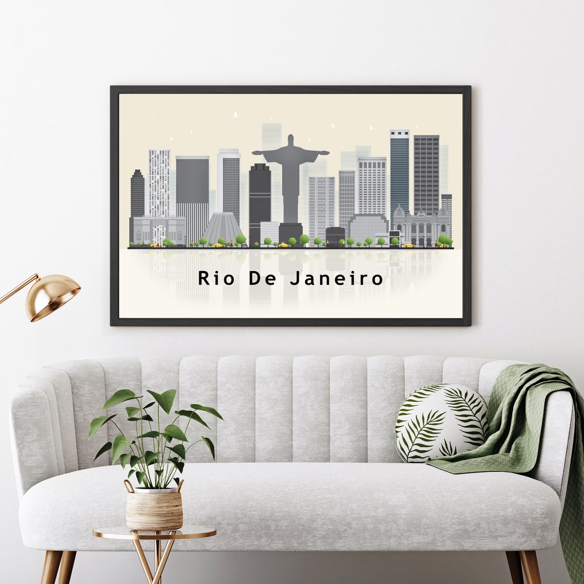 Rio De Janeiro Brazil Christ The Redeemer Skyline Illustration Poster - Image 3