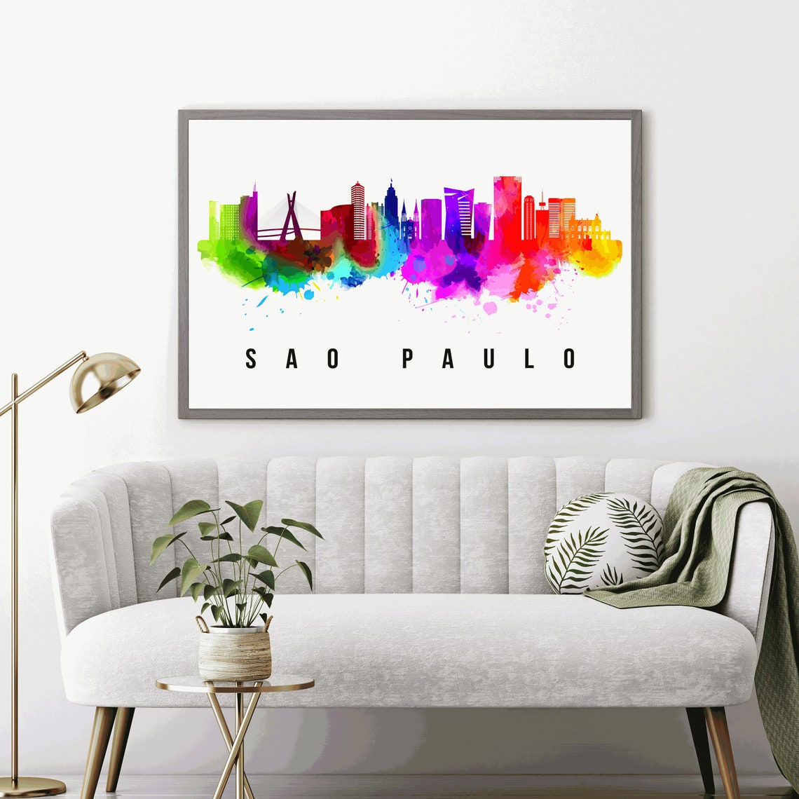 Sao Paulo Brazil Watercolor Skyline With Estaiada Bridge Poster - Image 4