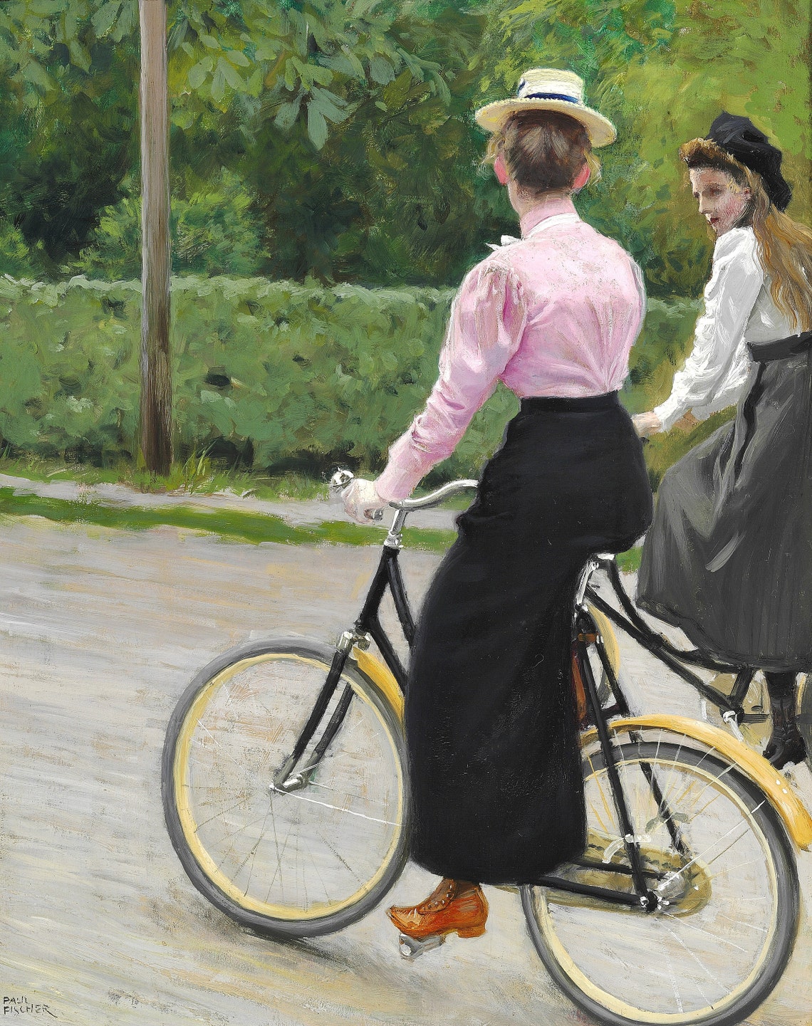 Paul Fischer Summer Day Bicycle Trip Two Women Vintage Poster - Image 3