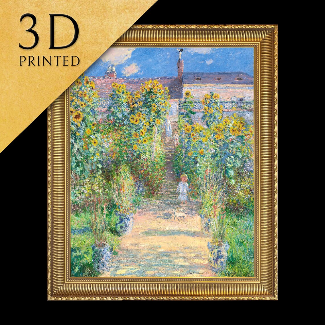 Garden With Sunflowers by Monet-Inspired Art Print