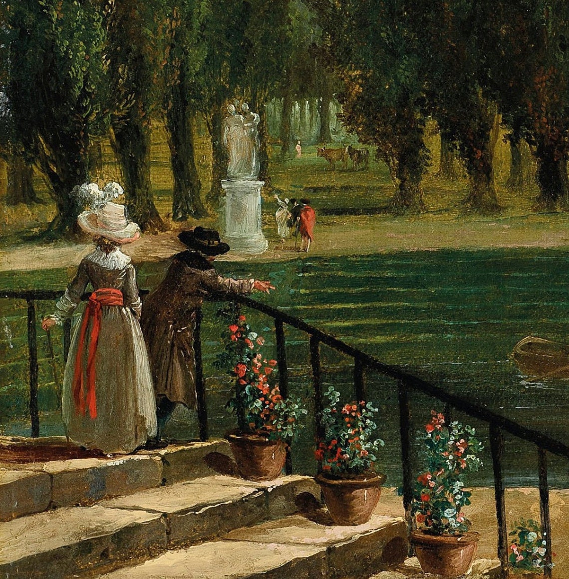 Hubert Robert Park of Country Villa Formal Gardens Water Poster - Image 2