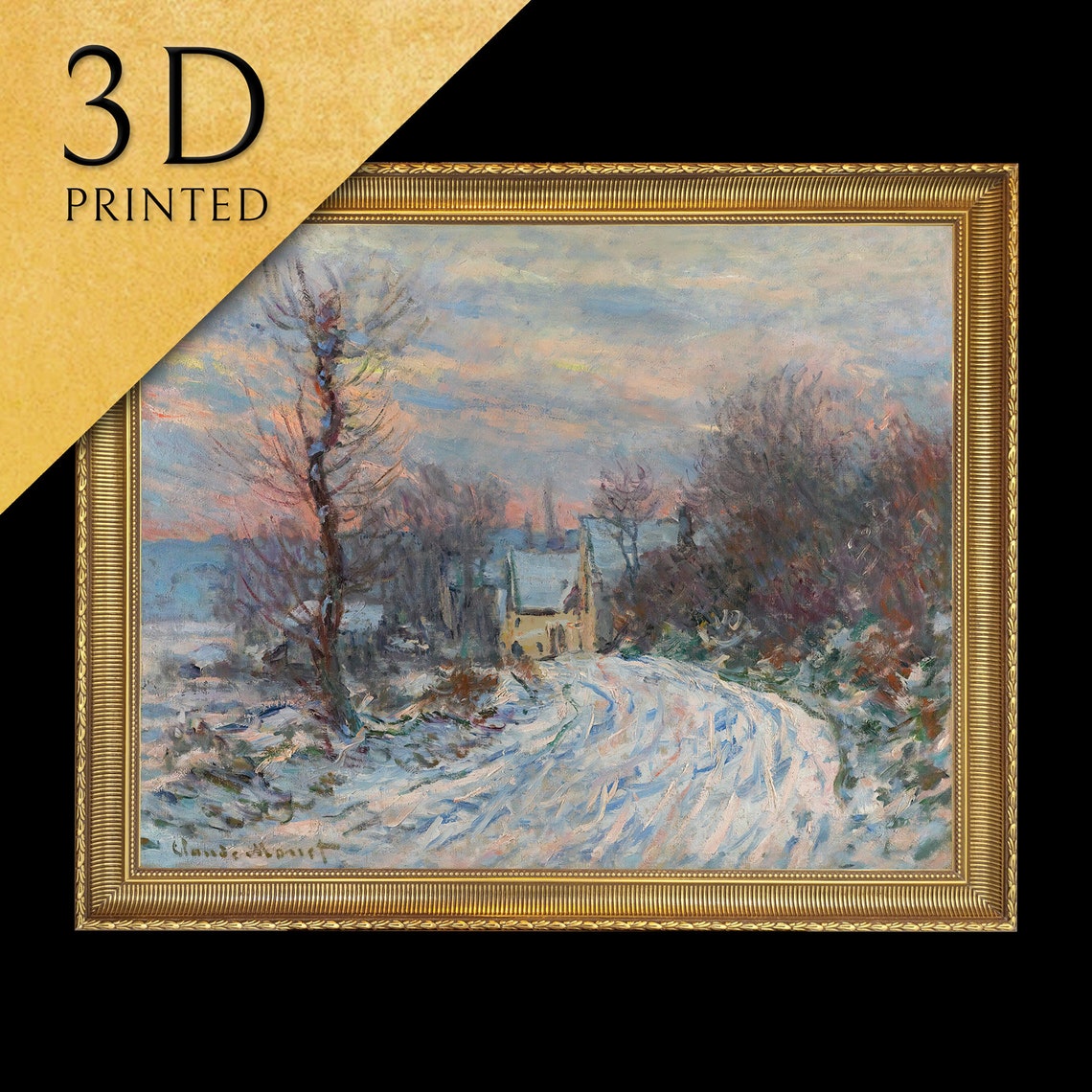 Claude Monet Giverny Entrance In Winter Snow Textured Art Poster