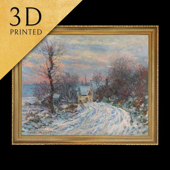 Lentre De Giverny En Hiver By Claude Monet 3d Printed With Texture And Brush Strokes Looks Like Original Oil Painting