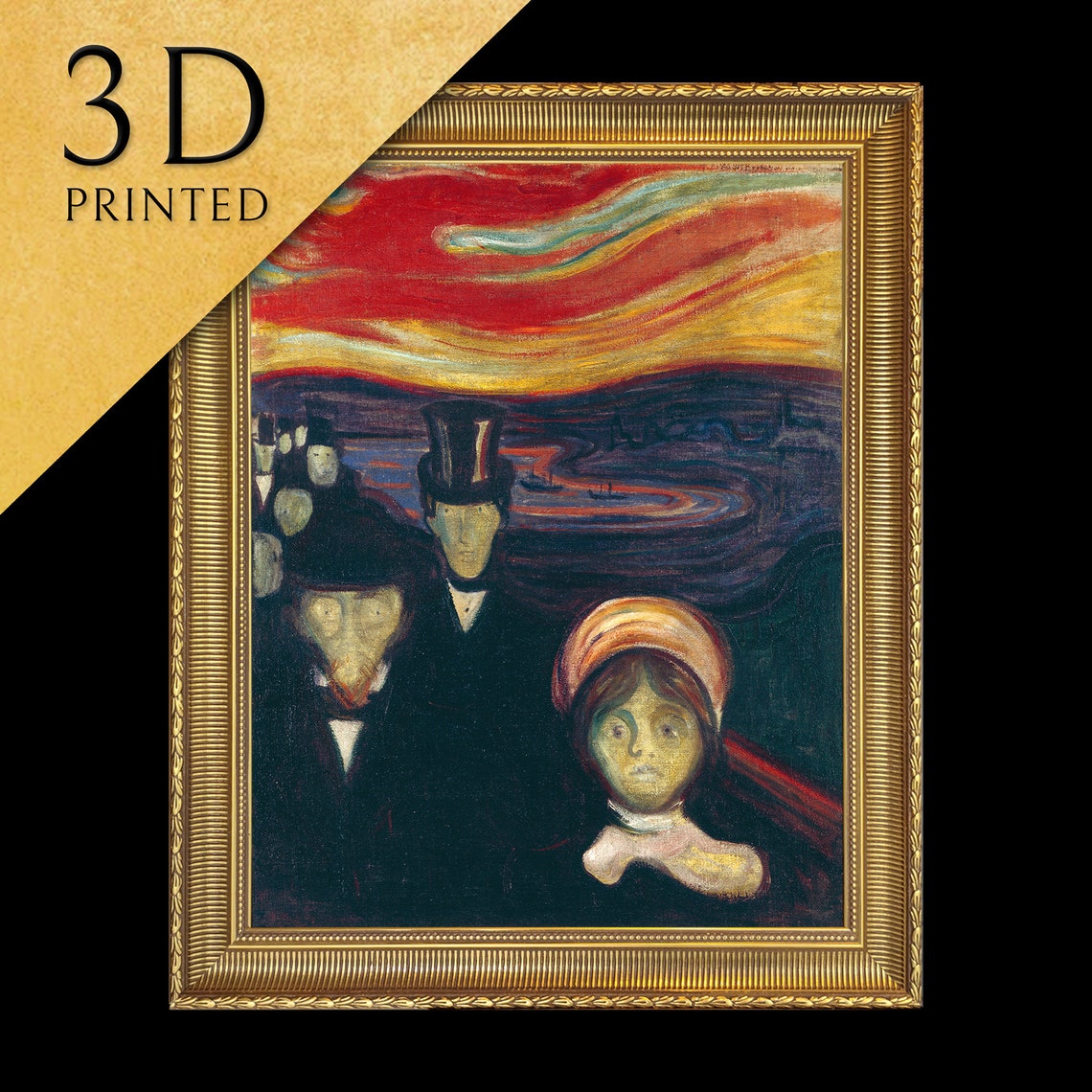 Munch Anxiety Red Sky Crowd Famous Expressionist Masterpiece Poster