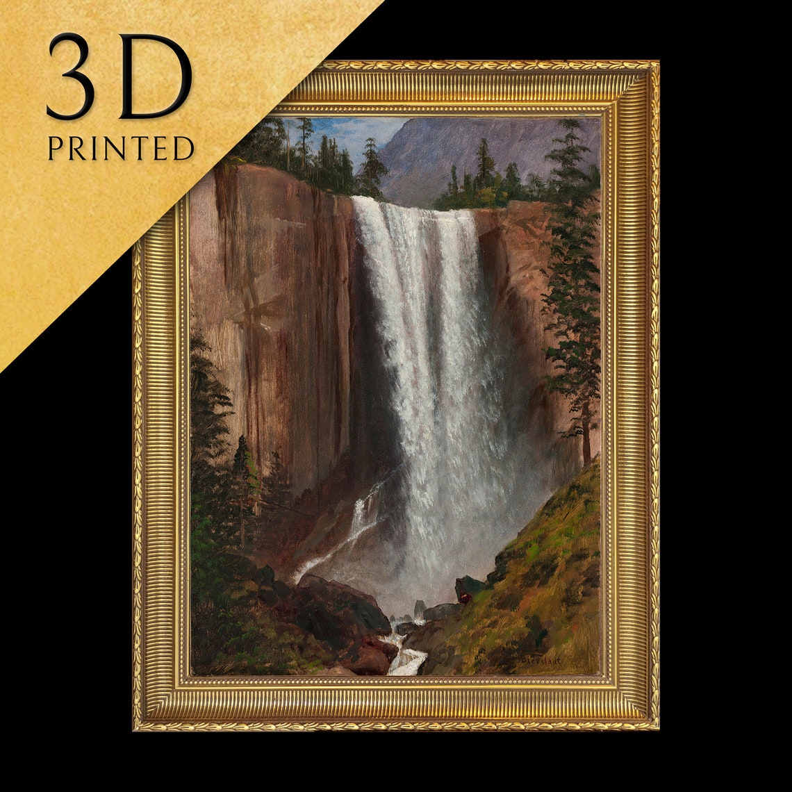 Albert Bierstadt Vernal Fall Waterfall Yosemite Scene Textured Print