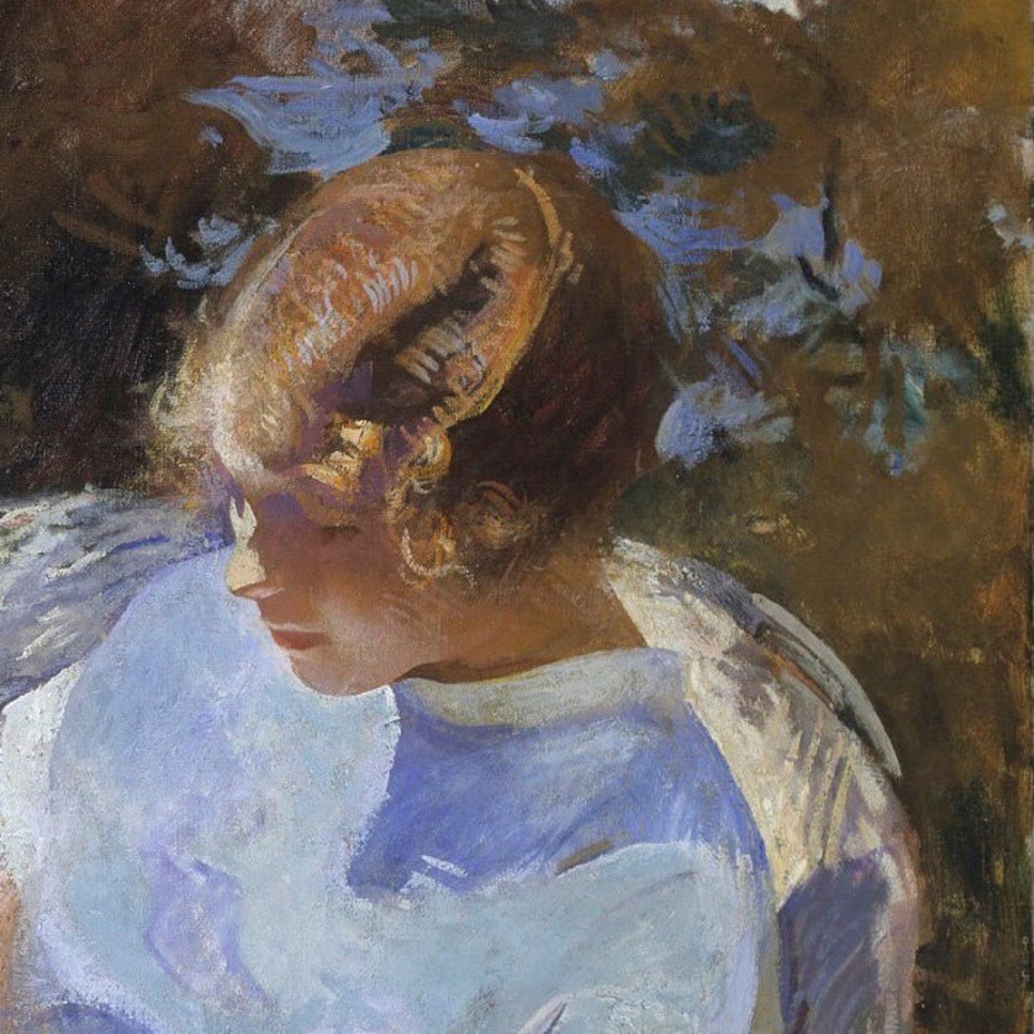 Mother and Young Child Seated in a Sunlit Garden Impressionist Poster - Image 2