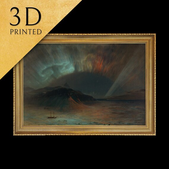 Aurora Borealis By Frederic Edwin Church 3d Printed With Texture And Brush Strokes Looks Like Original Oil Painting