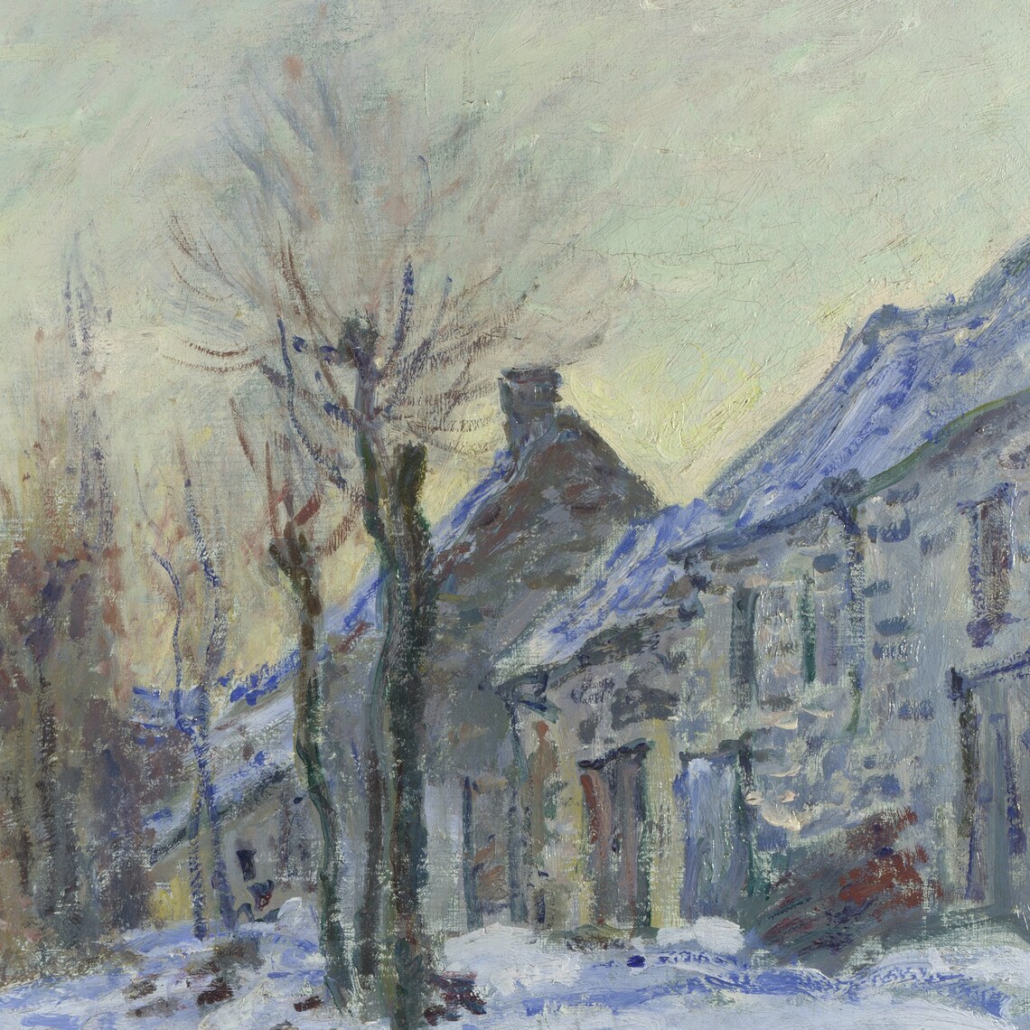 Lavacourt Under Snow by Claude Monet Snowy Riverside Village Poster - Image 2