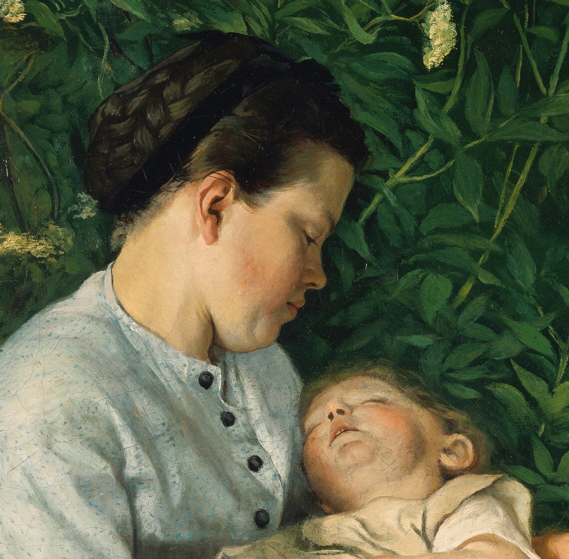 Hans Thoma Under The Elder Bush Mother Sleeping Child Poster - Image 2