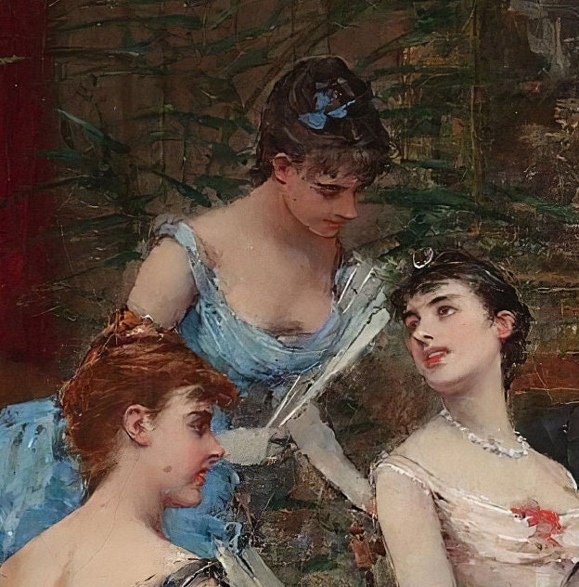 Francesc Miralles Elegant Party Scene Vintage Parlor Textured Print - Image 3