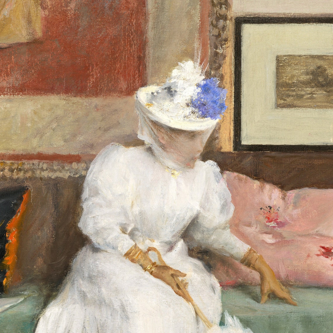 William Merritt Chase A Friendly Call Elegant Interior Poster - Image 3