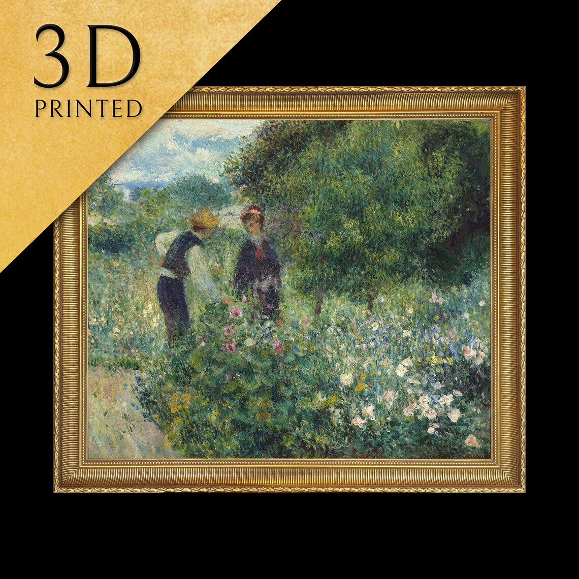 Picking Flowers by Renoir, Oil Painting Style Art Print