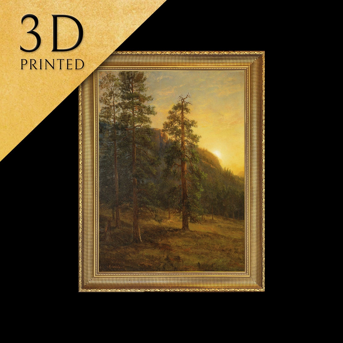 Albert Bierstadt California Redwoods Tall Pines Sunset Glow Wall Art
