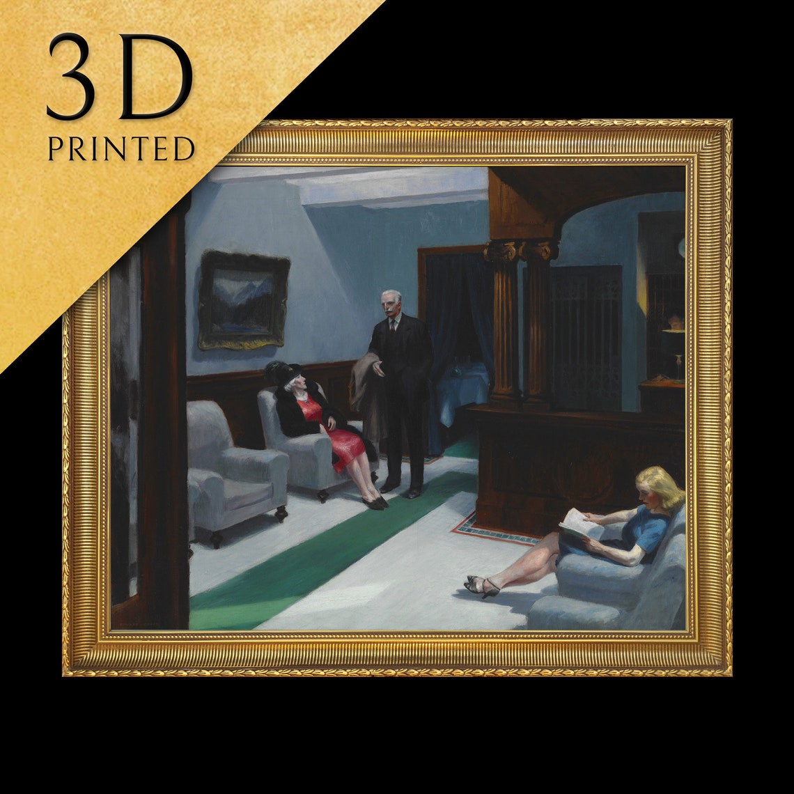 Edward Hopper Hotel Lobby 1943 American Realist Scene Art Print