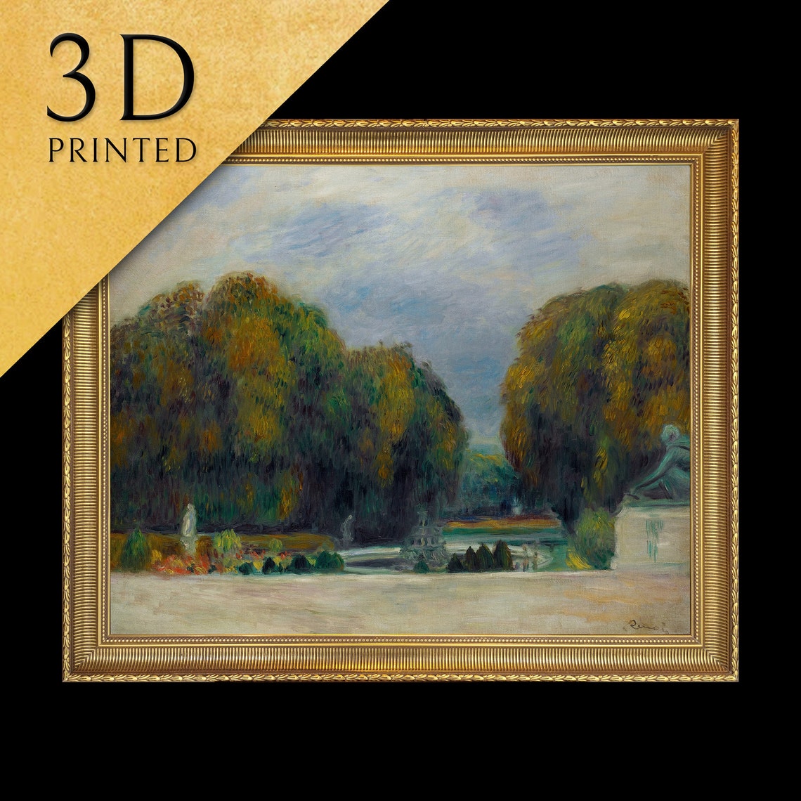 Renoir Grand Formal Garden with Statues and a Fountain Poster