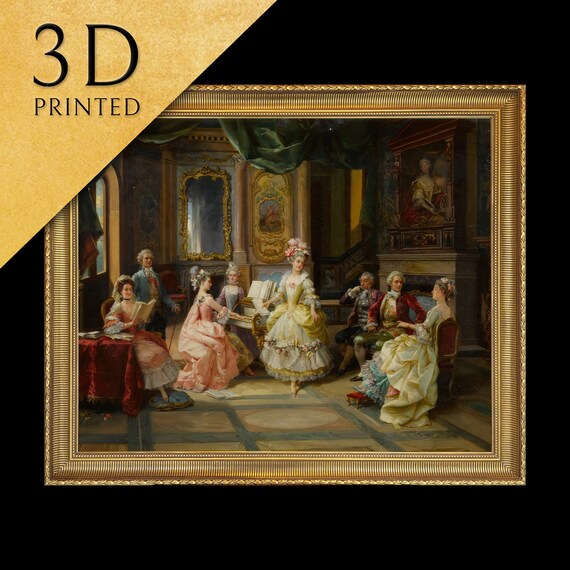 Cesare Auguste Detti Music in the Parlor 18th Century Scene Textured Print