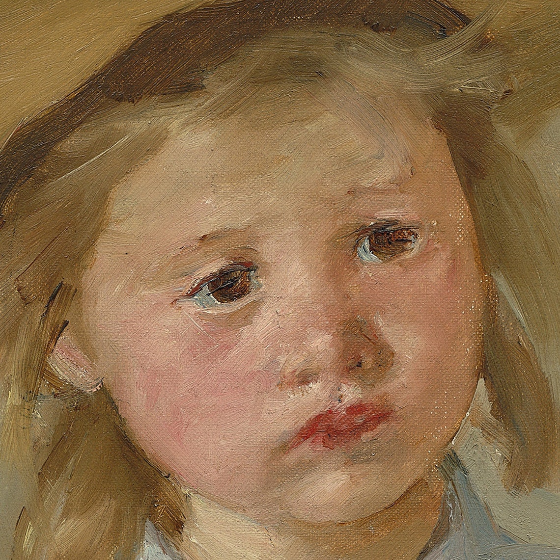 Mary Cassatt Portrait of a Young Girl in a Wide Straw Hat Art Poster - Image 3