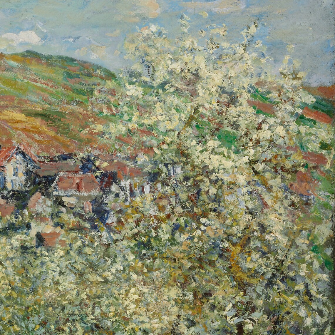 Monet Plum Trees in Blossom Village Hillside Radiant Spring Poster - Image 2
