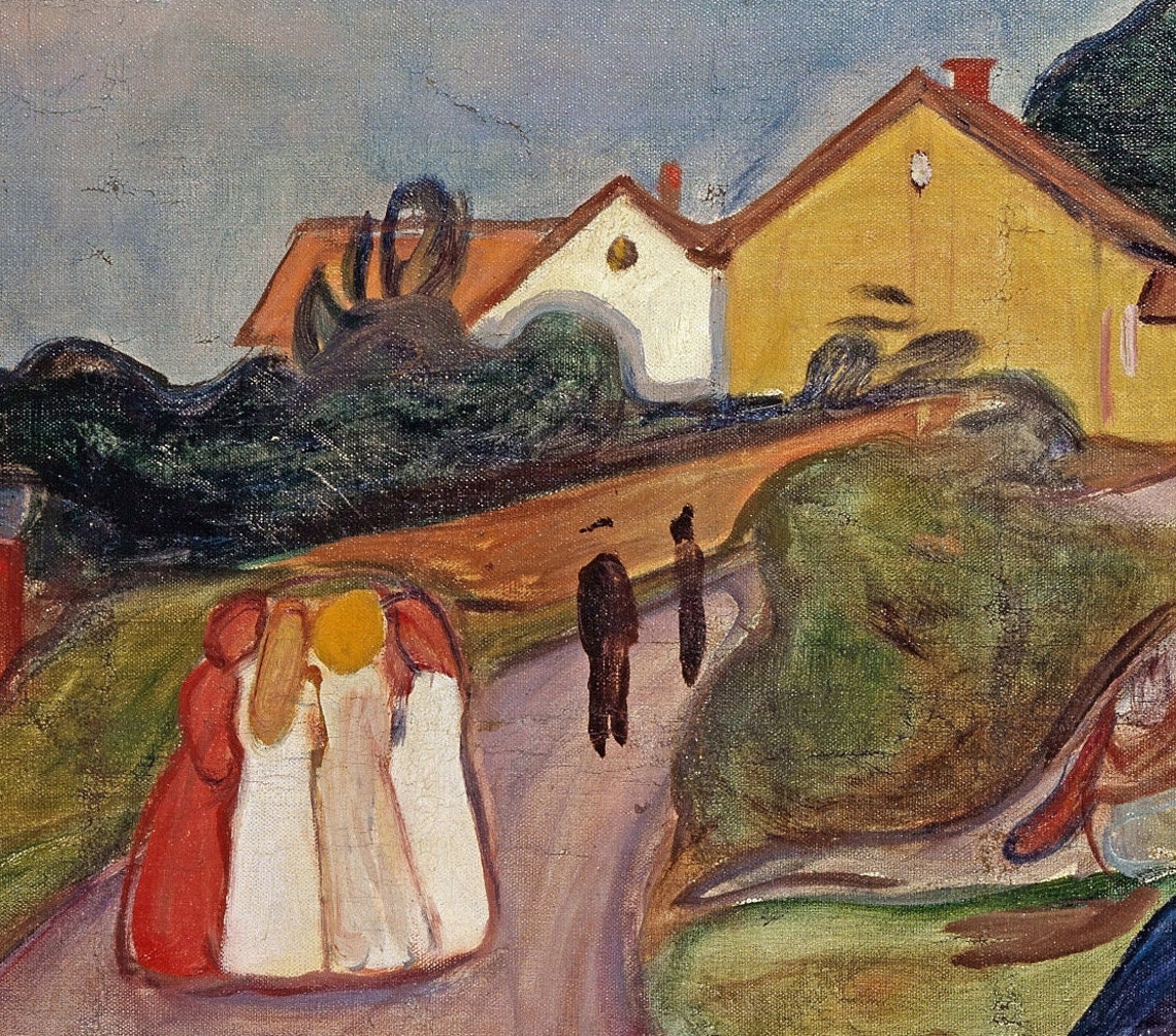 Edvard Munch Village Road Girl Blue Hat Expressionist Poster - Image 2