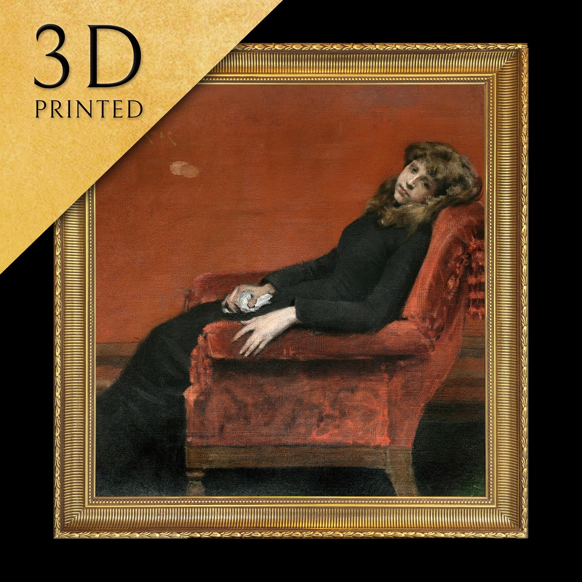 William Merritt Chase Young Orphan Portrait Red Chair Textured Print