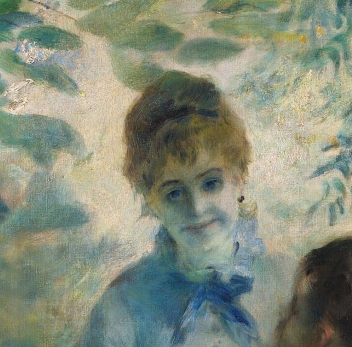 Renoir Impressionist Lovers in a Dreamy Blue Garden Embrace Poster - Image 3