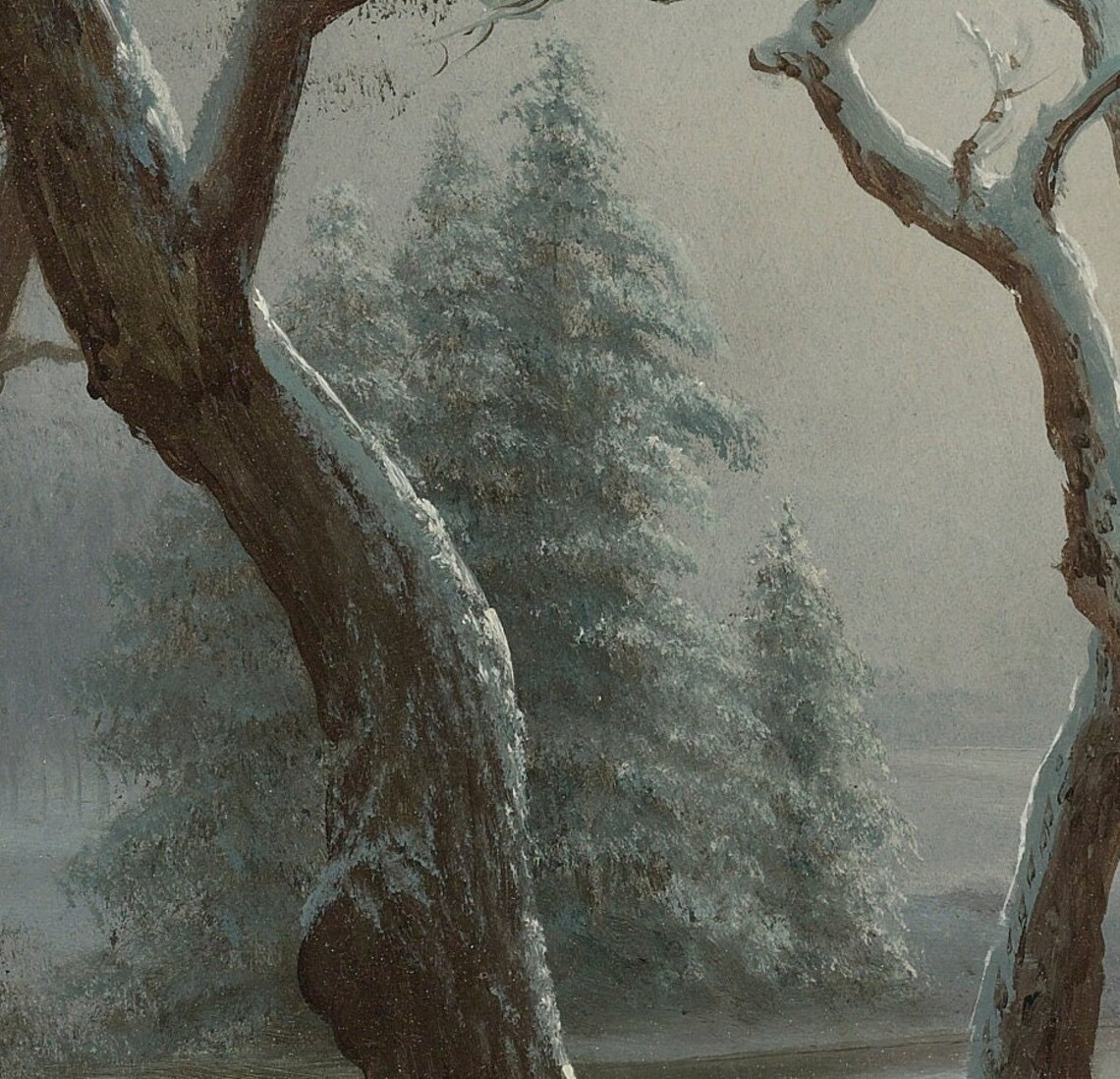 Albert Bierstadt Winter In Yosemite Snowy Trees Misty Lake Wall Art - Image 3