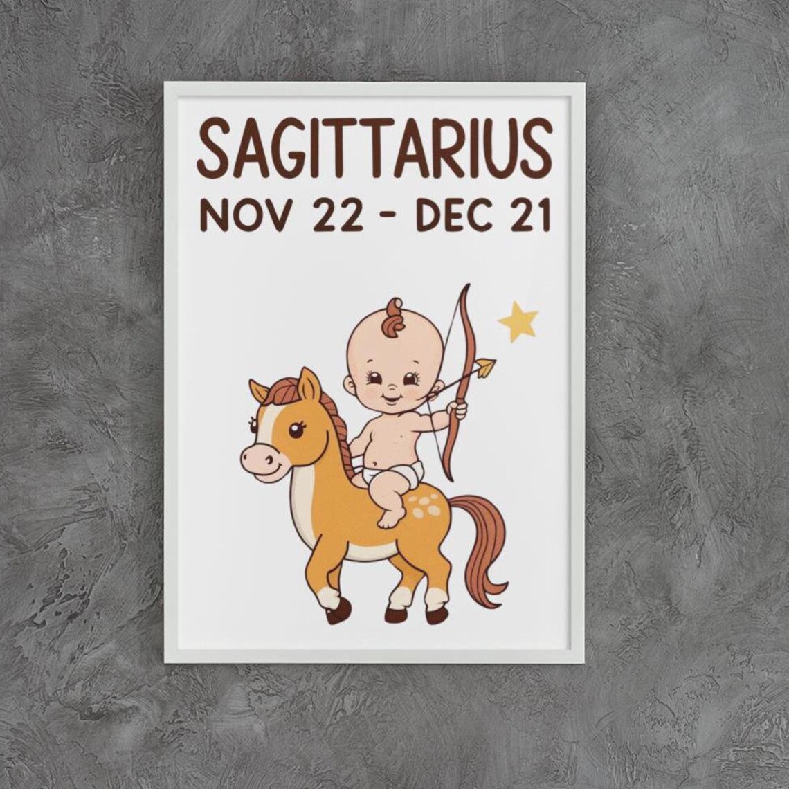 Sagittarius Zodiac Nursery Print Baby Archer On Horse Star Sign