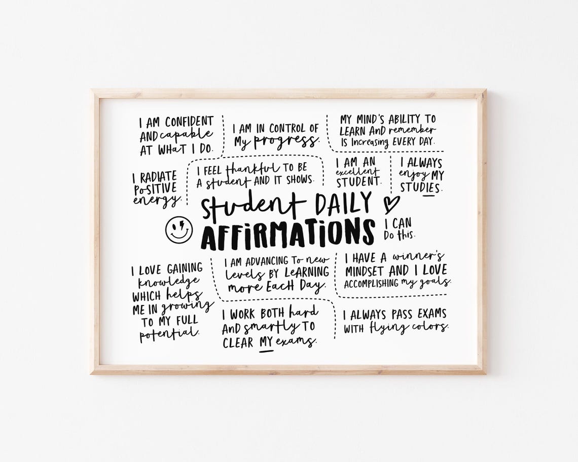 Student Daily Affirmations Classroom Confidence Building Poster - Image 2