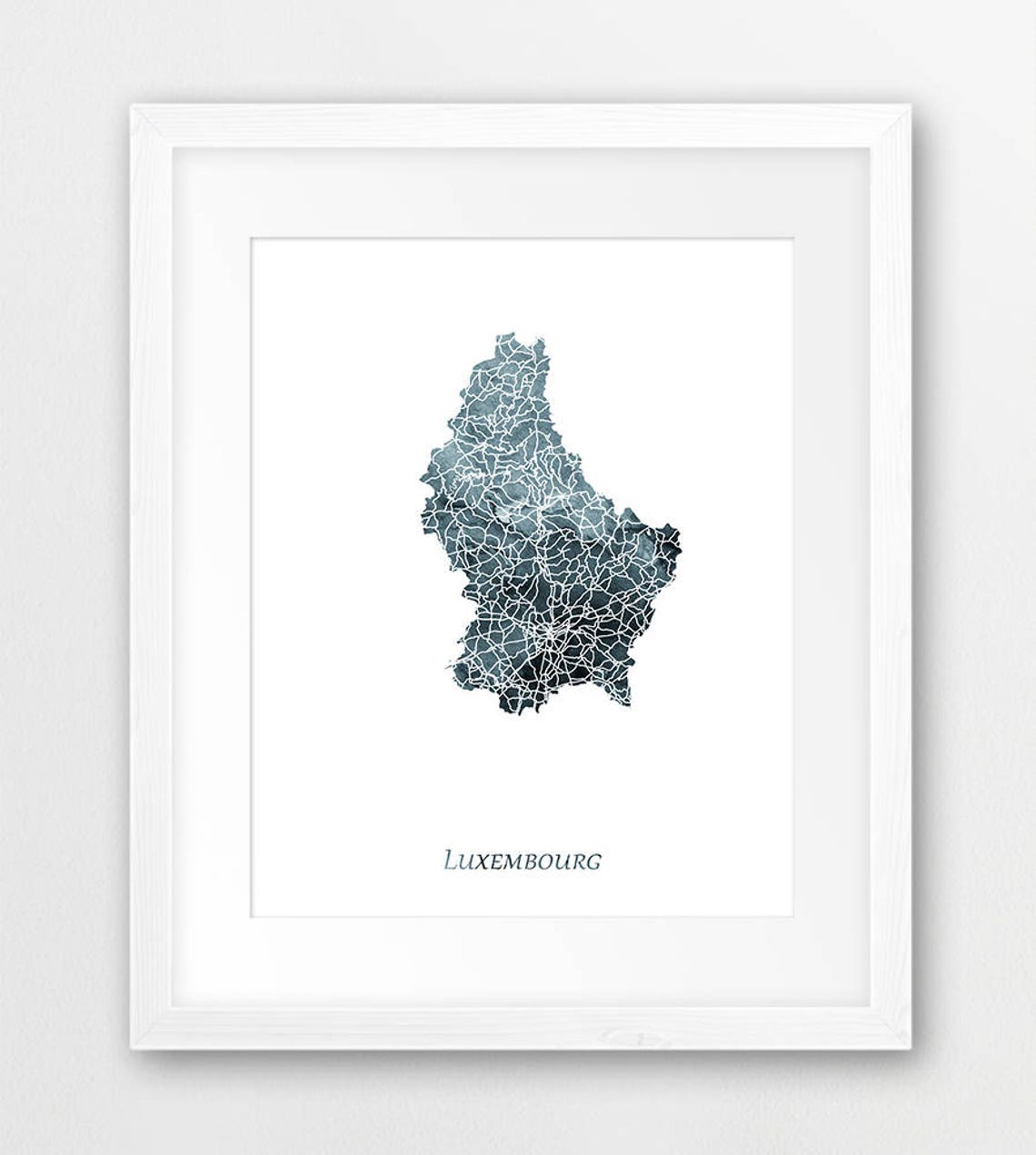 Luxembourg Map Watercolor Travel Poster