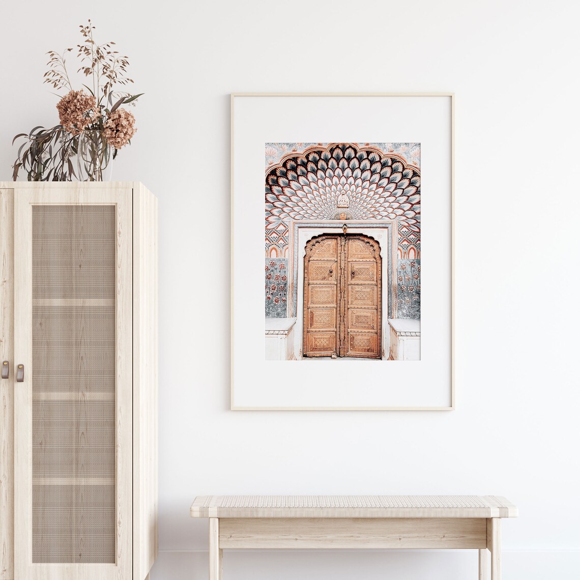 India Door Art Print, Boho Minimalist Architecture
