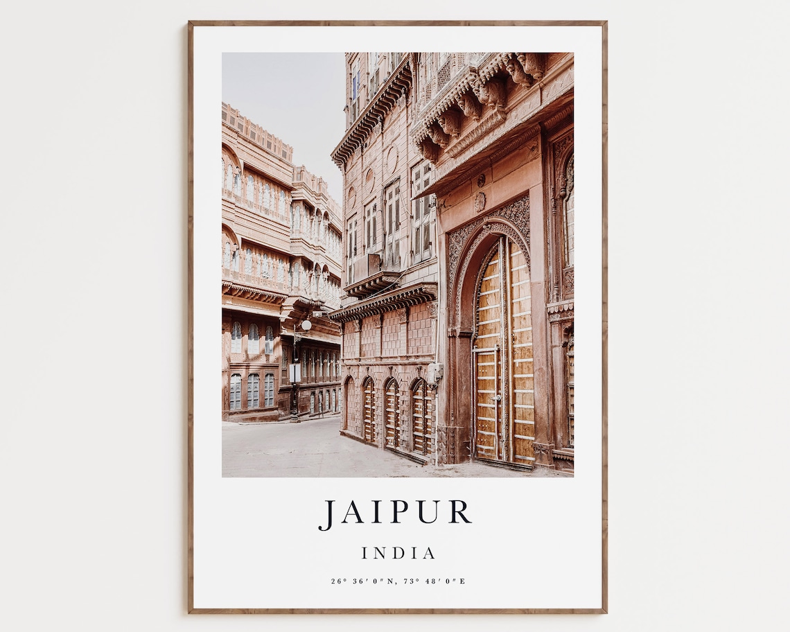 India Travel Poster, Taj Mahal Jaipur Rajasthan