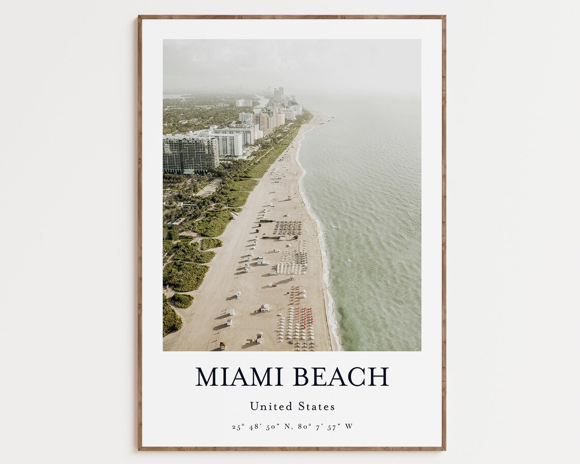 Miami Beach Travel Poster, Florida USA Wall Art
