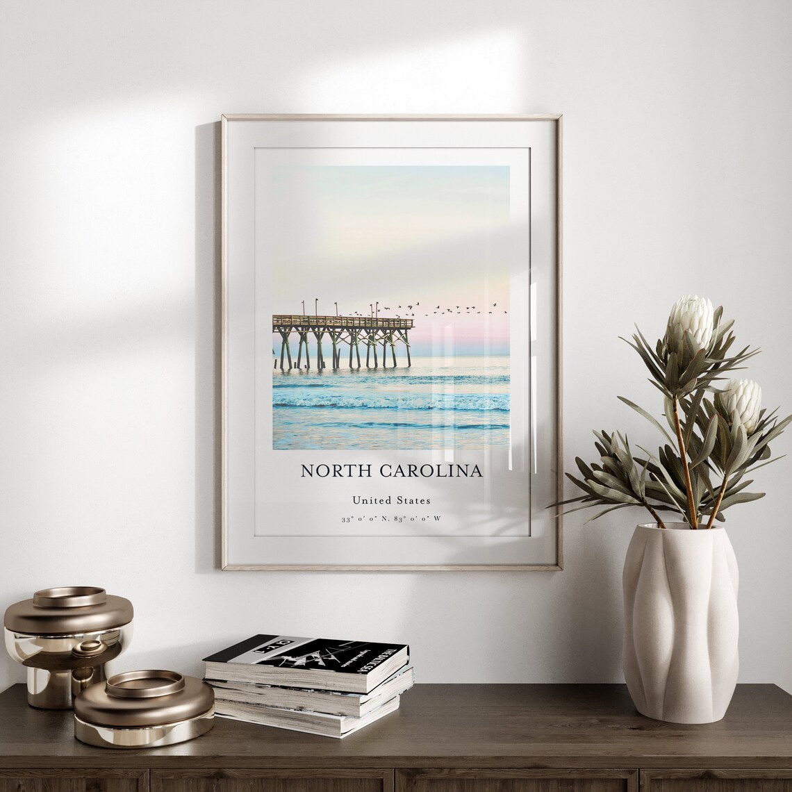 North Carolina Travel Poster, USA Architecture Print - Image 2
