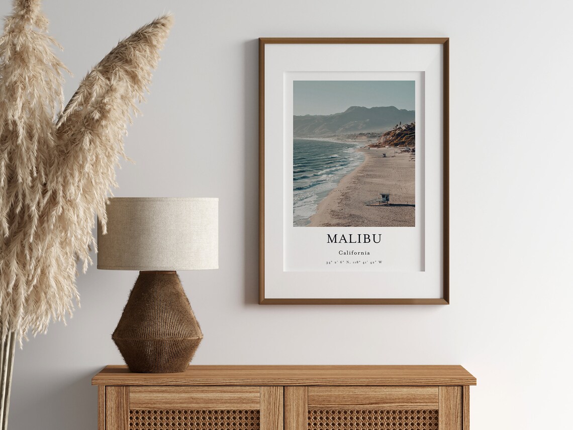 Malibu Travel Poster, California Beach Wall Art - Image 3