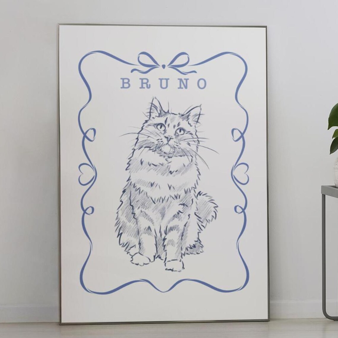 Custom Hand Drawn Pet Portrait, Personalized Gift