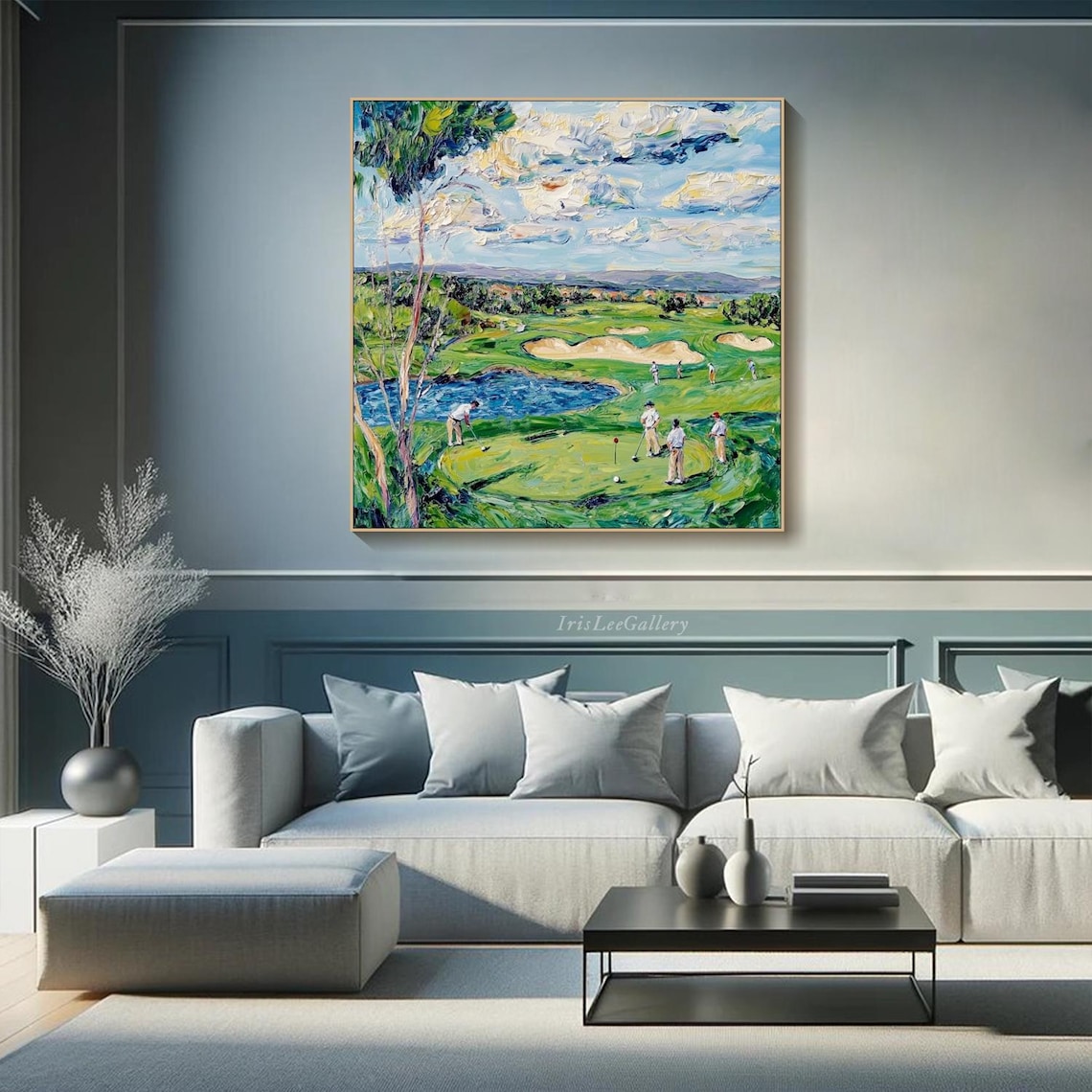 Golf Course Impressionist Art Print, Office Decor - Image 2