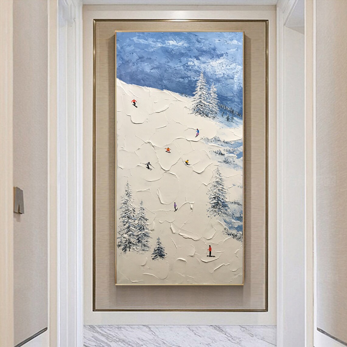 Skier On Snowy Mountain, Winter Sport Wall Art Print - Image 4