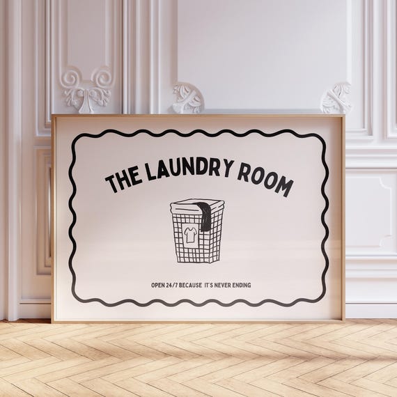 The Laundry Room Wall Art Funny Black White Typography Print Modern Minimalist Poster Sign For Neutral