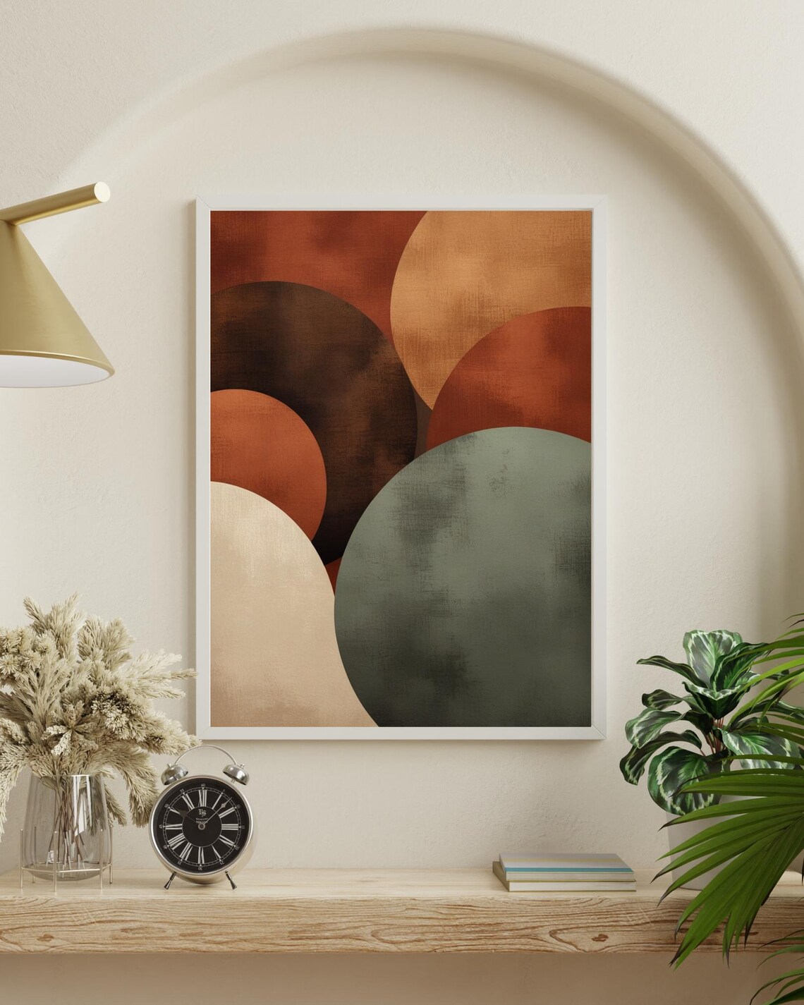 Abstract Botanical Wall Art Print Minimal Mid Century Modern Poster Earthy Tones Boho Living Room Decor