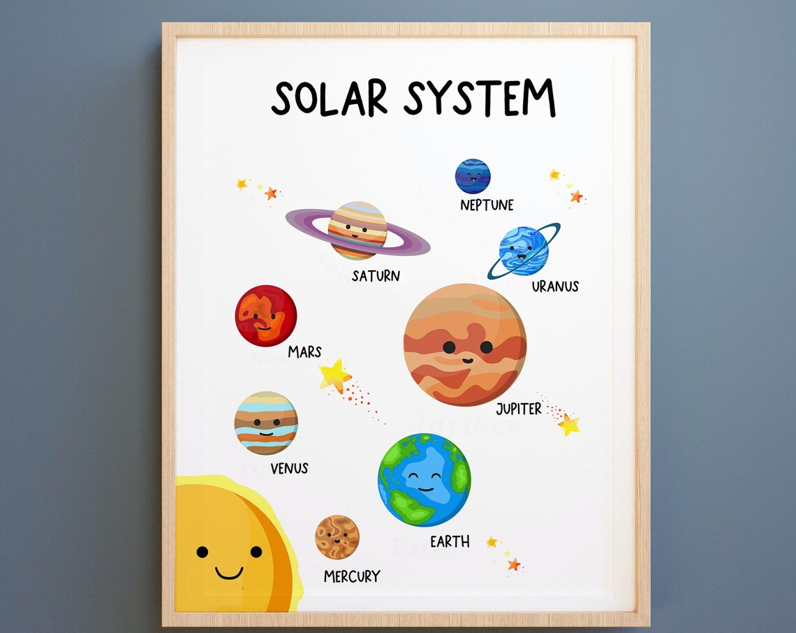 Solar System Print, Space Nursery Educational Poster