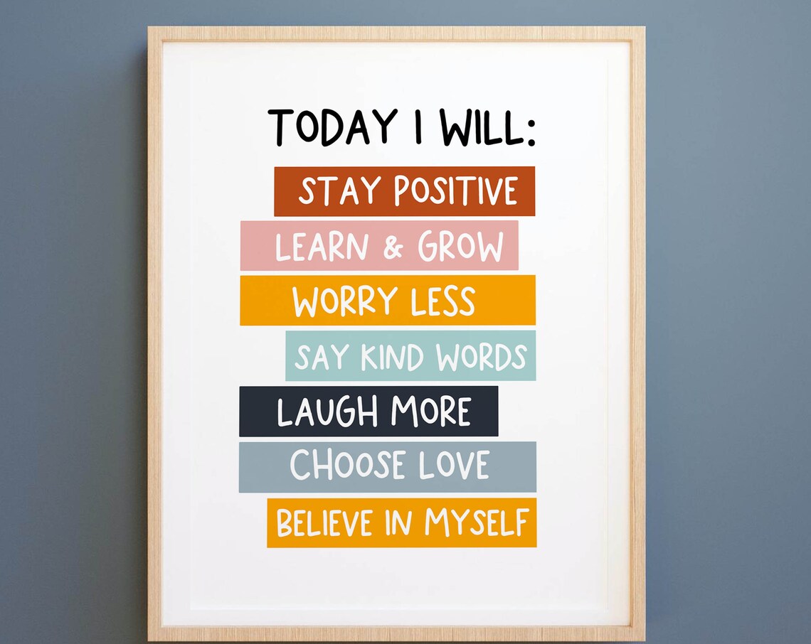 Today I Will Positive Quote Art Print, Nursery Decor