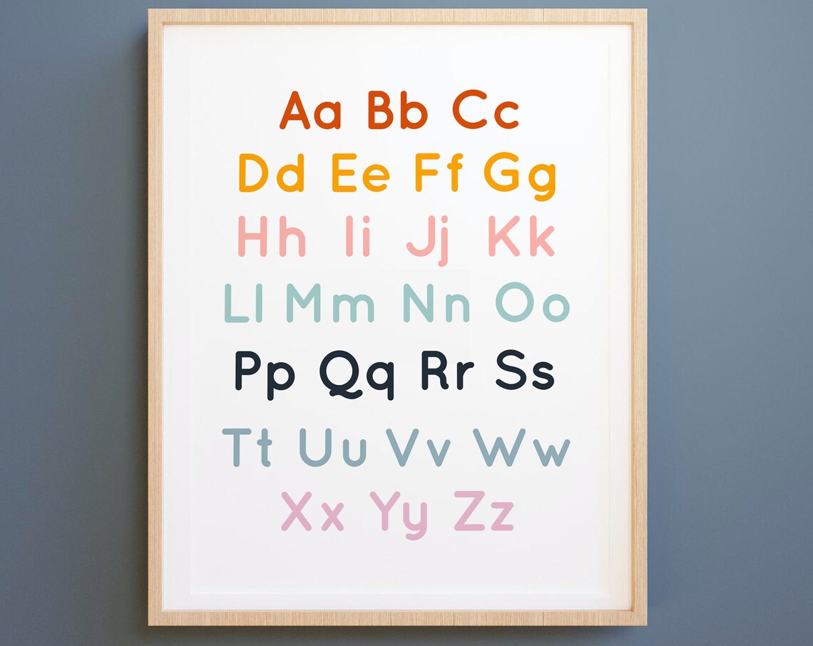 Neutral Alphabet Nursery Art, Learning Poster
