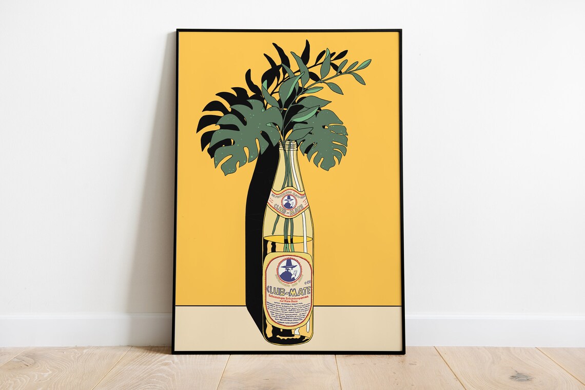 Club Mate Plant Poster, Minimalist Botanical Art Print