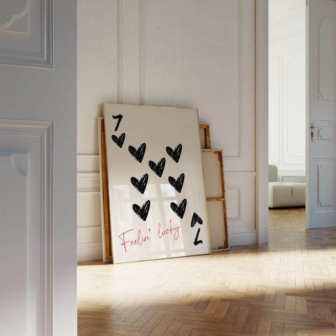 Seven of Hearts Feelin Lucky Playful Trendy Playing Card Wall Art - Image 4