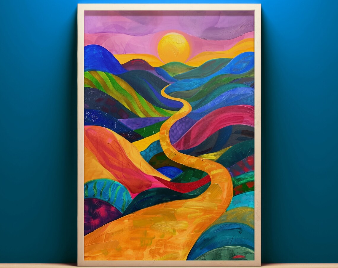 Surrealist Art Deco Landscape Print, Eclectic Decor