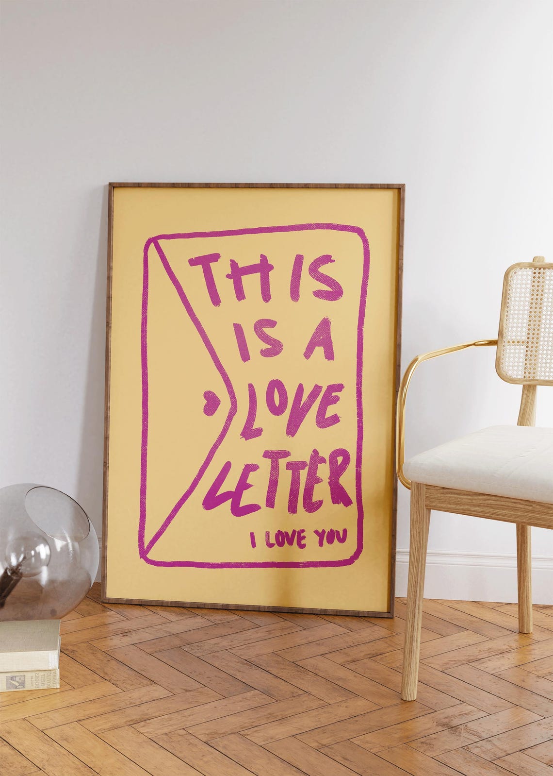 This Is A Love Letter I Love You Magenta Envelope Typography Poster